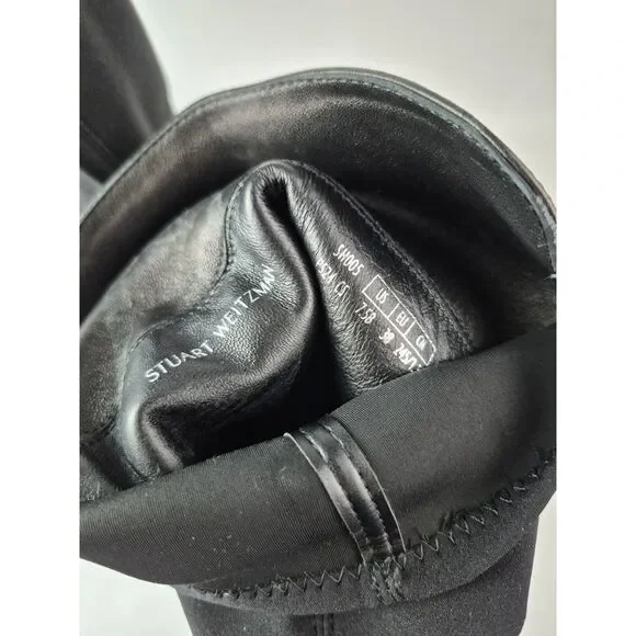 Stuart Weitzman Women's Black Portia 5050 Studded Pearl Boots Size 7.5 B - Picture 7 of 7